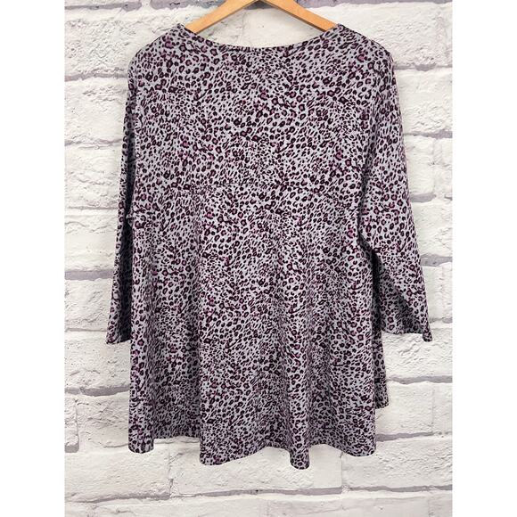 LOGO Lori Goldstein Womens L Eclectic Artsy Y2K Animal Print Swing Tunic Top - Picture 4 of 9